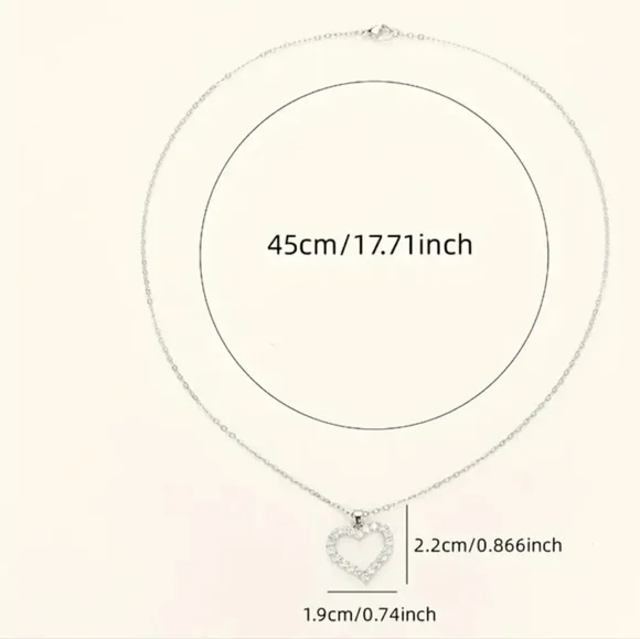 silver diamond heart necklace - Picture 4 of 4